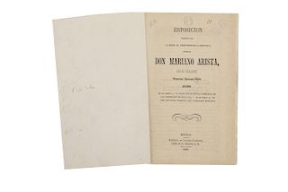 Esposición Presentada al Escmo. Sr. Presidente de la República Gral Don Mariano Arista por el Ciudadano General Adrian Woll. Méx, 1852.