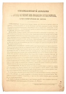 Un Mexicano. Federación o Muerte. La Buena opinión del Soldado. Toluca, 1847. 31.9 x 22.1 cm.