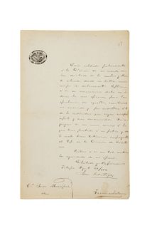 González Ortega, Jesús. Carta Dirigida al Juez Municipal de Tecamachalco. Iztapa, 1862. Firma. Manuscrito. 33.3x21.6 cm.