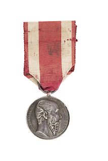 Barre, Albert Desiré / Expedición Francesa en México. Medalla en plata, díametro 31 mm. / Diploma. Piezas: 2.
