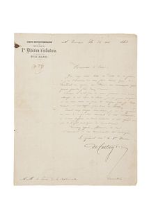 Castagny, Armand Alexandre de. Carta Manuscrita Dirigida al Cura de la Catedral de Querétaro. Querétaro, 1864. Firma.