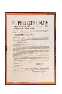 Habsburgo, Maximiliano de. Decreto sobre Regulación de Cementerios. México, 1866.