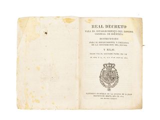 Garay, Martín de. Real Decreto para el Establecimiento del Sistema General de Hacienda y Bulas de Pio VII. México, 1817.