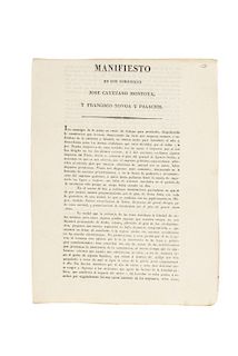 Montoya, José Cayetano - Novoa y Palacios, Francisco. Manifiesto de no Adhesión al Plan de Veracruz. Guadalajar, 1832.