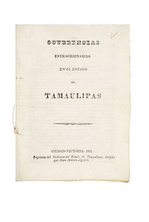 Vital Fernández, Francisco. Ocurrencias Estraordinarias en el Estado de Tamaulipas. C. Victoria: 1832. A favor del Plan de Veracruz.