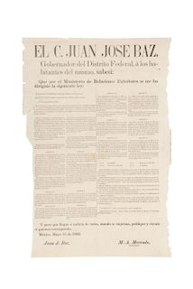 Juárez, Benito - Baz, Juan J. Bando Sobre la Ciudadania entre los Estados-Unidos Mexicanos y los Estados Unidos... Méx, 1869.