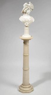 ITALIAN MARBLE BUST AND PEDESTAL