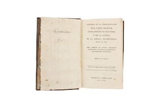 Hilliard d'Auberteuil, Michel René - D. P. P. de A. Historia de la Administración del Lord North. Madrid, 1806.