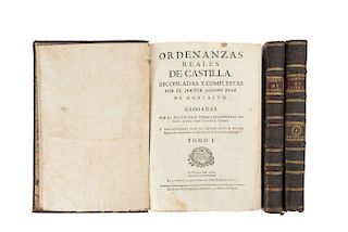Diaz de Montalvo, Alonso. Ordenanzas Reales de Castilla. Recopiladas, y Compuestas... Madrid, 1779. Tomos I - III. Piezas: 3.