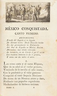 Escoiquiz, Juan de. México Conquistada. Poema Heróyco. Madrid, 1798. Piezas: 3.