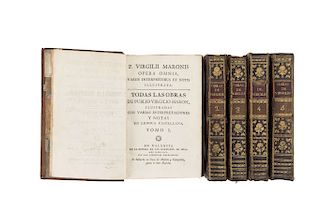 Publio Virgilio Marón. Opera Omnia. Valencia: 1795. Las Geórgicas / Los primeros 6 libros de la Eneyda / La Eneyda... Piezas: 5.