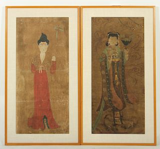 Two Paintings of Tibetan Woman, W/C On Silk