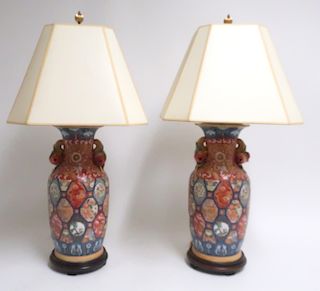 Pr. Asian Porcelain Vases as Table Lamps