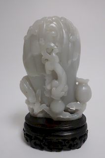 White Jade Buddha Hand with Stand