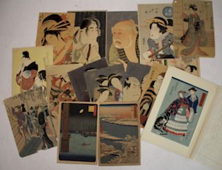 Variety of Antique Japanese Woodblock Prints