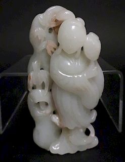 Chinese Carved White Jade Maiden Figure