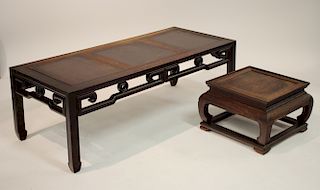 Two Chinese Hardwood Tables Square and