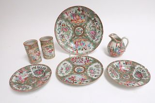 6 Pieces of Chinese Rose Medallion Porcelain, 19th