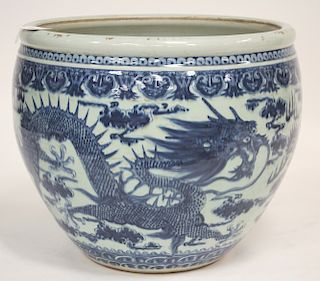 Chinese Blue & White Very Large Planter