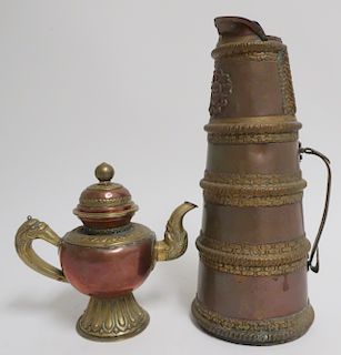 "Duke of Mongolia" Two Brass and Copper Vessels