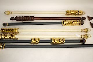 7 Gilt and Paint Decorated Drapery Rods