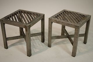 Pair Outdoor Teak Occasional Tables