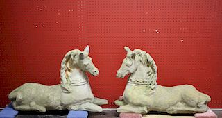 Pair of Cast Stone Horse Statues