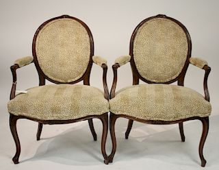 Pr. George III Open Arm Chairs in French Taste