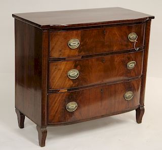 Mahogany Bowfront Chest of Drawers, 19th C.
