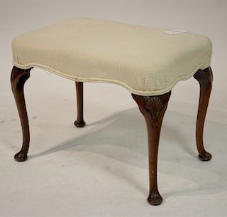 Georgian Mahogany Carved and Upholstered Bench