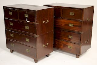 Pair of Late Regency Walnut Campaign Chests