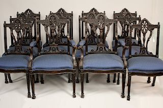 12 Adam-Style Mahogany Dining Chairs, Edwardian