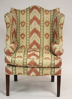 Chippendale Style Upholstered Wing Chair, 20th C.