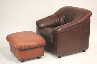 Top Grain Leather Club Chair & Matching Ottoman