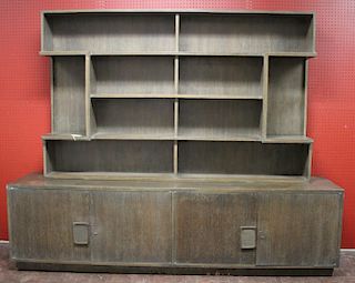 Paul Bry Bleached Oak Bookcase Cabinet, 1940's