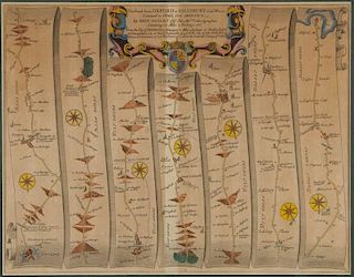 JOHN OGILBY (BRITISH, 1600-1676) REGIONAL ROAD MAP