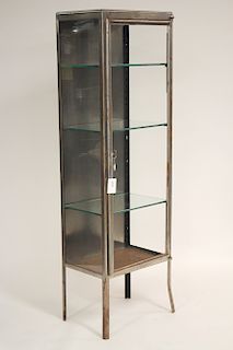 Vintage Stainless Steel and Glass Tall Cabinet