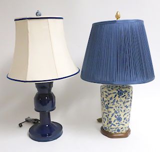 2 Contemporary Porcelain Glazed Table Lamps