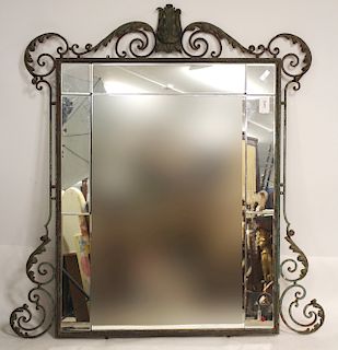 Contemporary Gilt Wood Frame Beveled Mirror