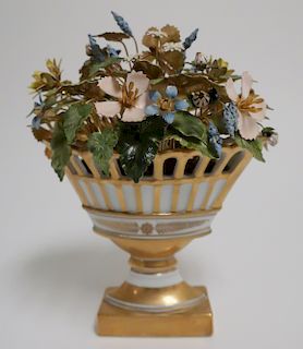 Jane Hutcheson Enameled Flowers in Porcelain Urn