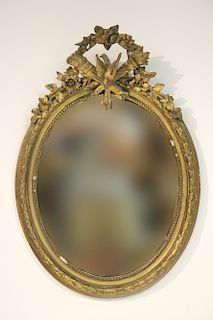 French Oval Gilt Mirror, 19th C.