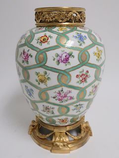 Porcelain Vase with Ormolu Mounts, Prob Sevres