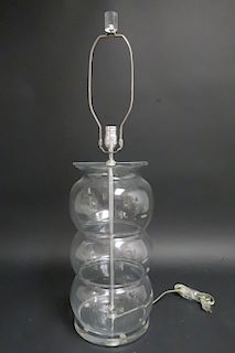 Modern Ball Form Table Lamp,Glass,Lucite,Metal