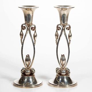 AMERICAN STERLING SILVER CANDLESTICKS, PAIR