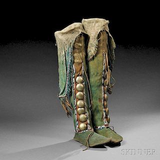 Pair of Kiowa Woman's Legging Moccasins