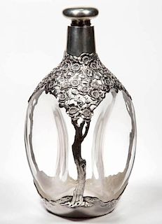 JAPANESE STERLING SILVER MOUNTED GLASS DECANTER