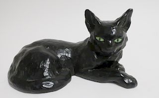 Roger Favin, Carved & Stained Wood Cat