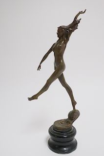E G Deming, 1914-1986, Nude Astride Wave, Bronze