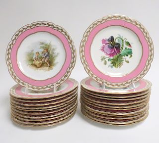 23 French Porcelain Plates, 19th C.