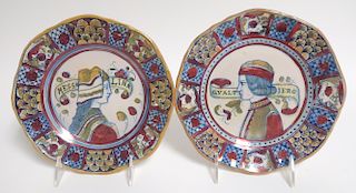 Pair of Italian Lusterware Pottery Plates